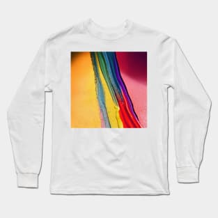 Liquid Colors Flowing Infinitely - Heavy Texture Swirling Thick Wet Paint - Abstract Inspirational Rainbow Drips Long Sleeve T-Shirt